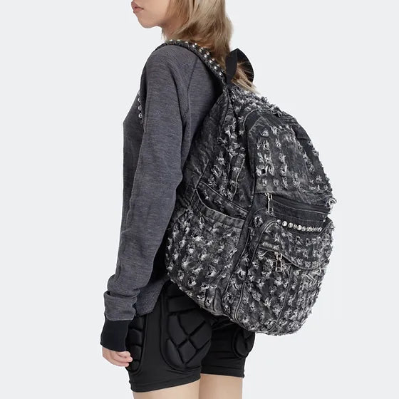 Reckless Scholars TRASHED DENIM BACKPACK