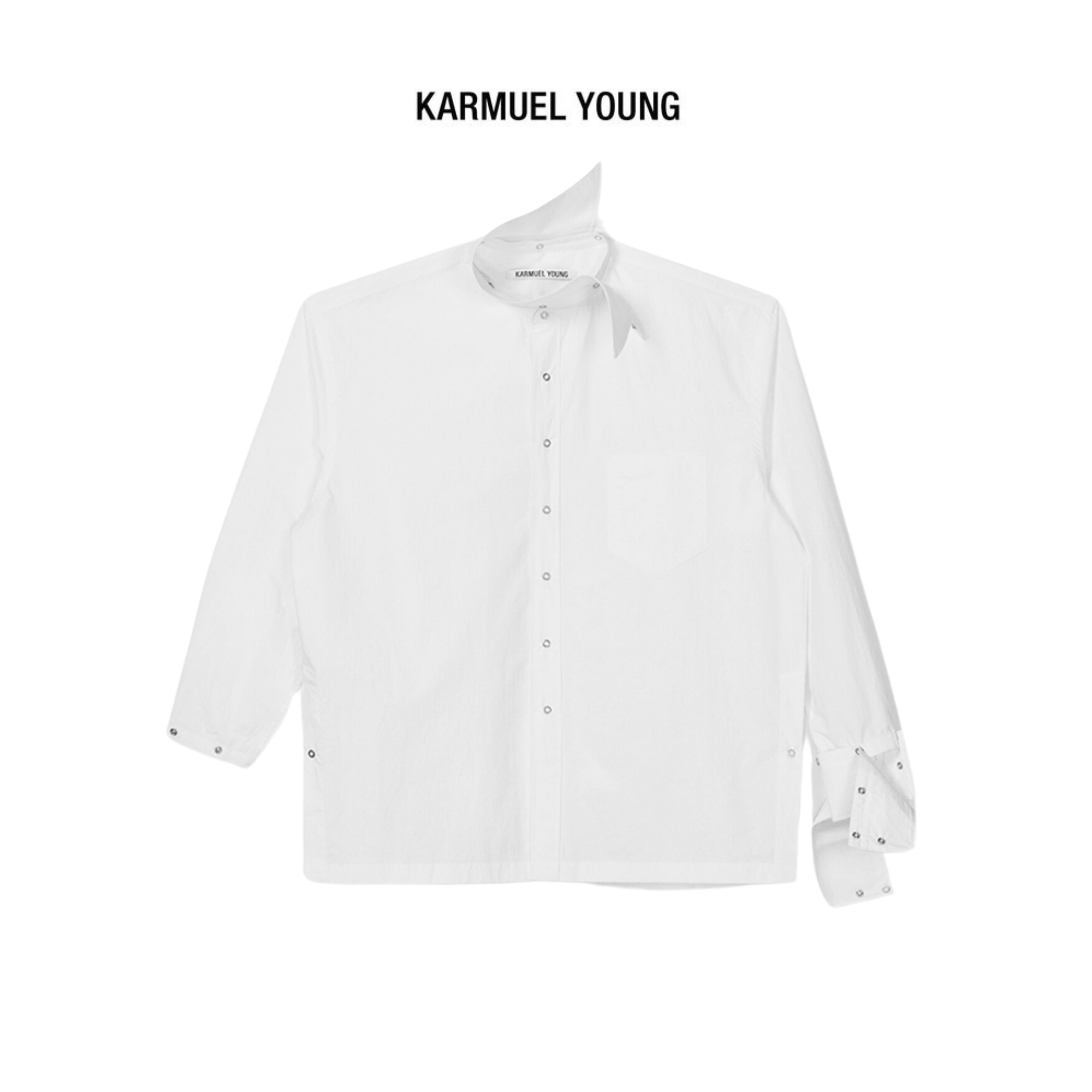 Karmuel Young White Square Snap Off Shirt