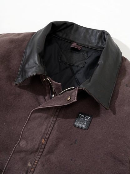 Songaadon 25SS Canvas Leather Collar Jacket - Brown