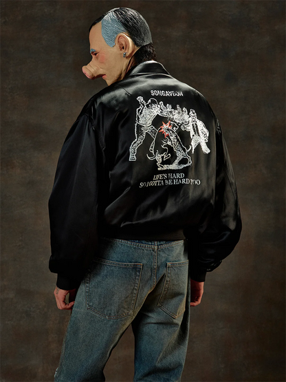 Songaadon 25SS “Dog bites dog”Acetate Jacket - Black