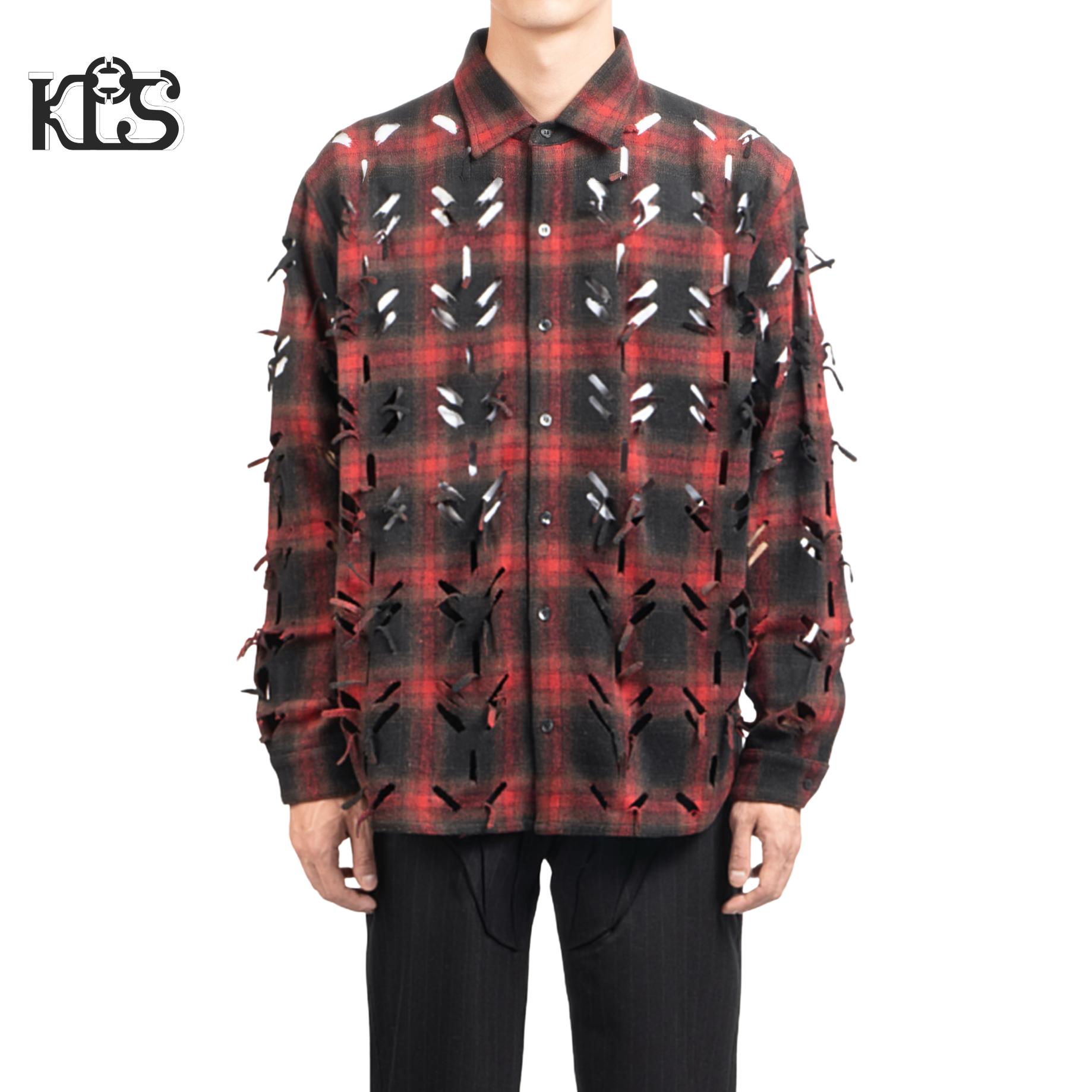 Juntae Kim AW24 LASER-SLASHED SHIRTS - RED