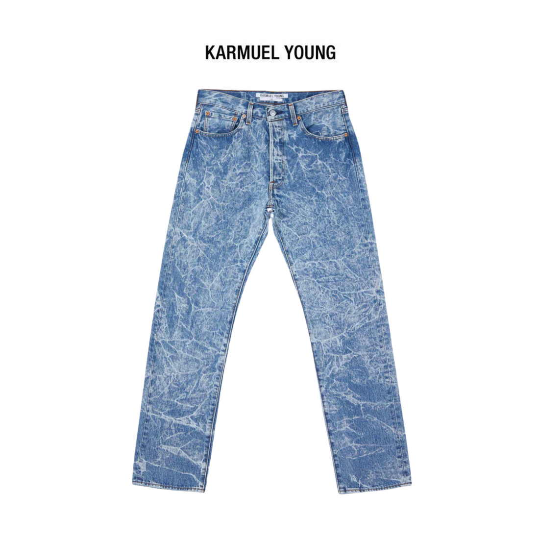 Karmuel Young Blue RE-edited Creased Washed Jeans