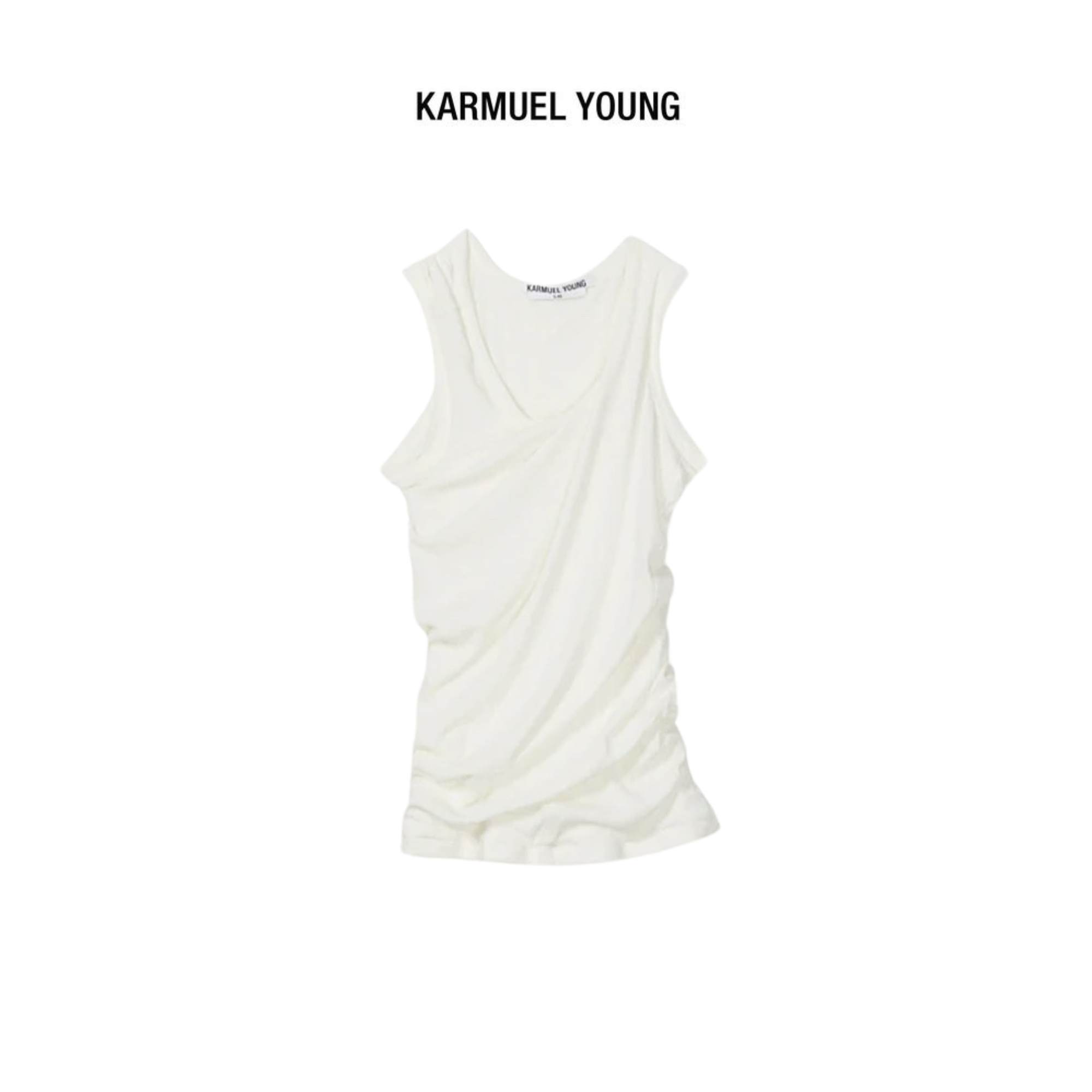 Karmuel Young Square Second Skin Twisted Tank Top - White