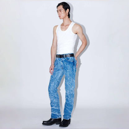 Karmuel Young Blue RE-edited Creased Washed Jeans