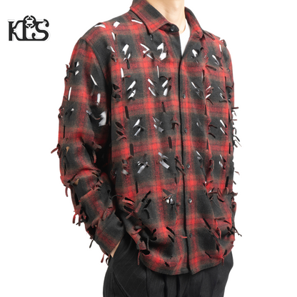 Juntae Kim AW24 LASER-SLASHED SHIRTS - RED