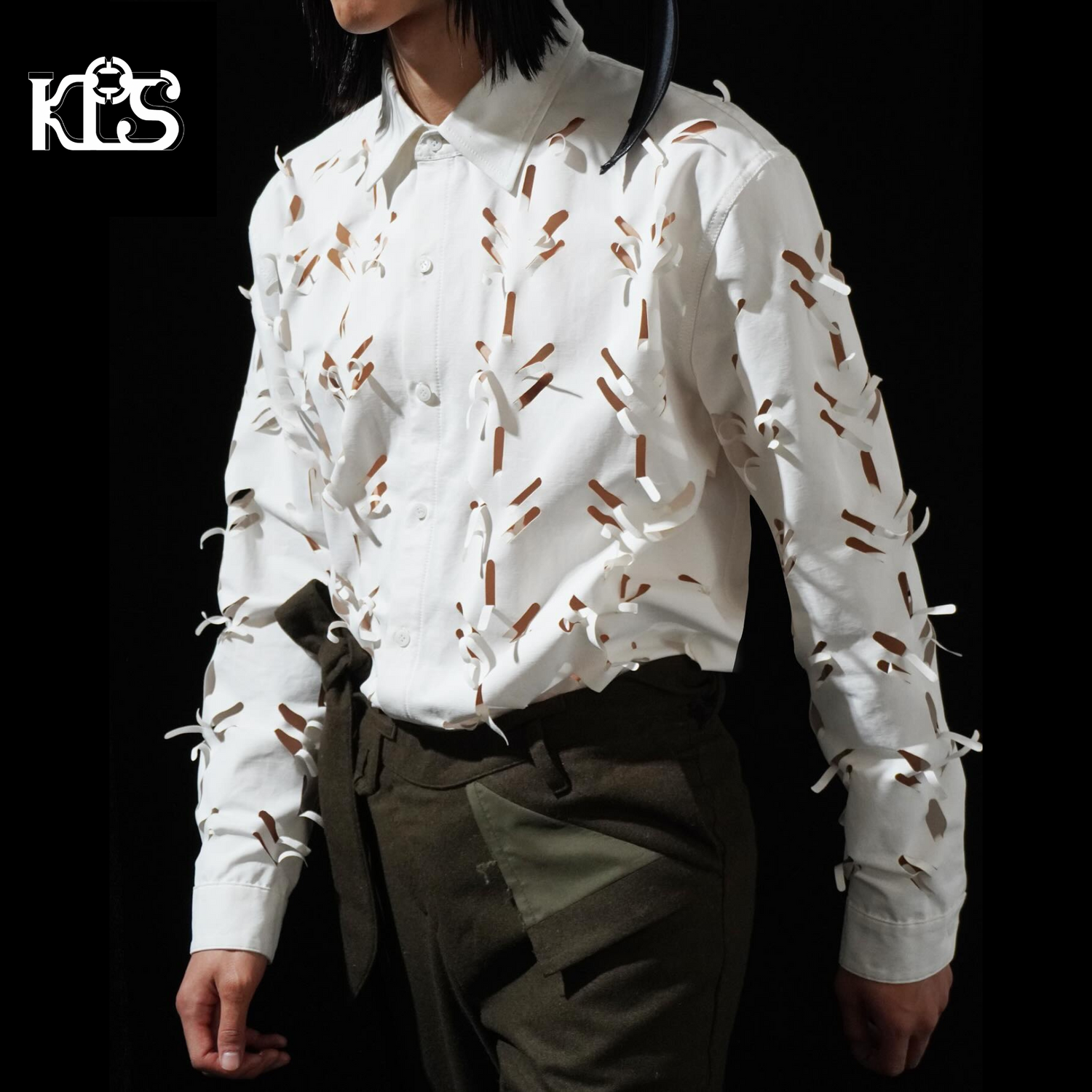 Juntae Kim AW24 LASER-SLASHED SHIRTS - WHITE