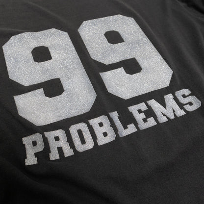 Prngrphy – Black Glitter Print &quot;99 Problems&quot; Vintage T-Shirt