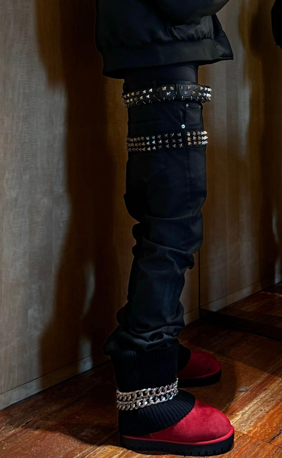 JASON DEMACI® FW24’ WAX “STUDDED” DENIM PANTS