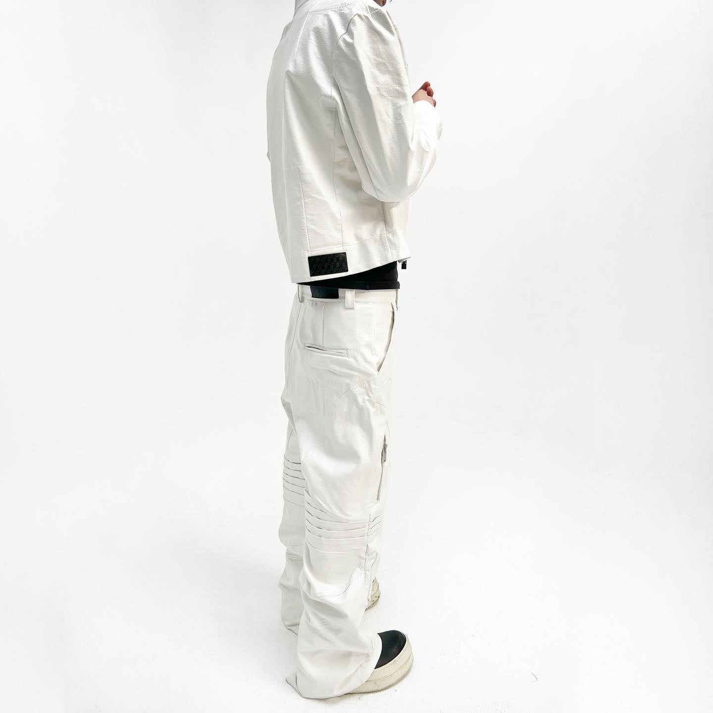 Quiroz Leather Suit｜Jacket and Pants - White/Black/Brush