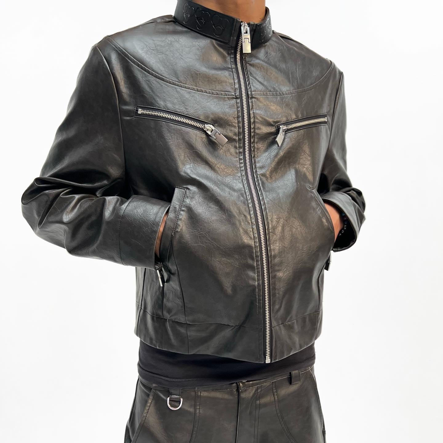 Quiroz Leather Suit｜Jacket and Pants - White/Black/Brush