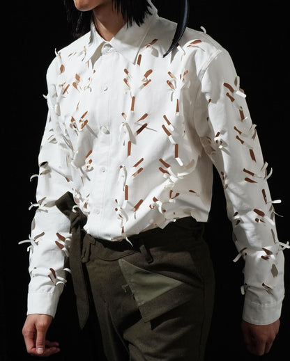 Juntae Kim AW24 LASER-SLASHED SHIRTS - WHITE