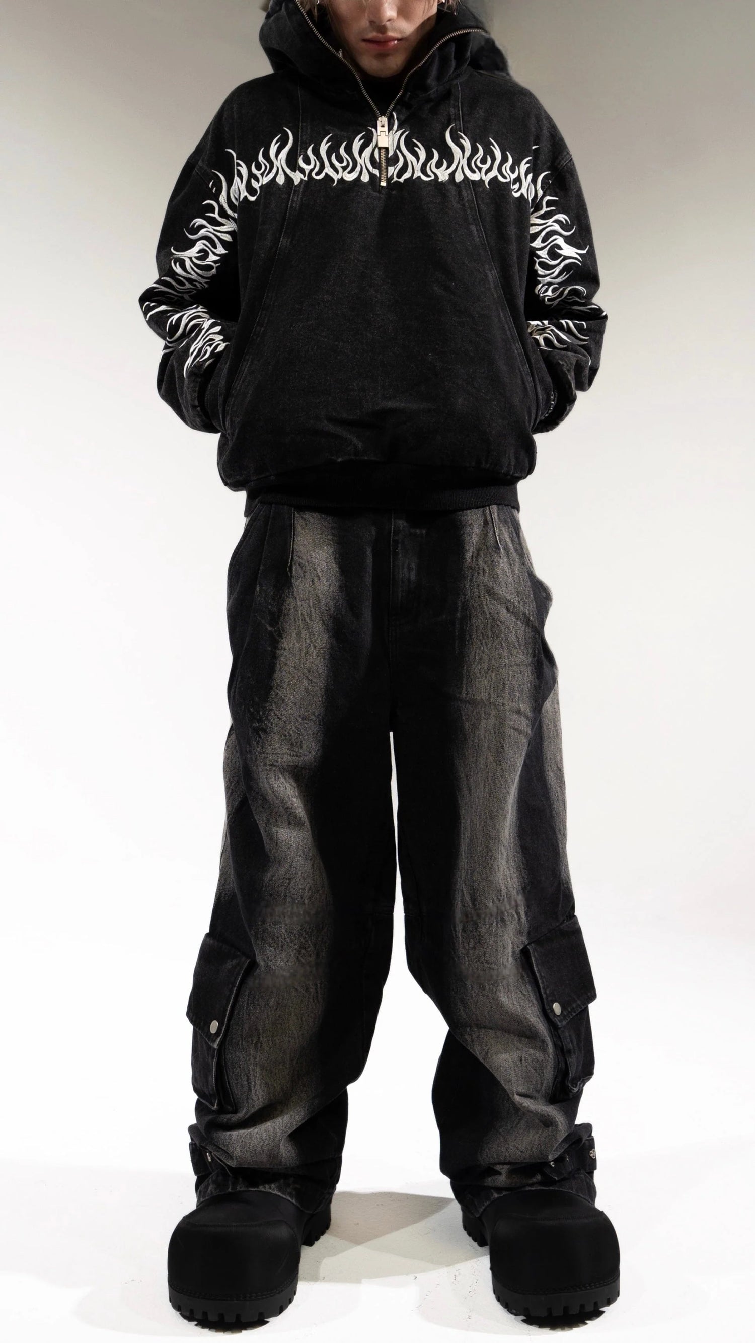 Quiroz 2044 Baggy Geth Pants - Wash Black