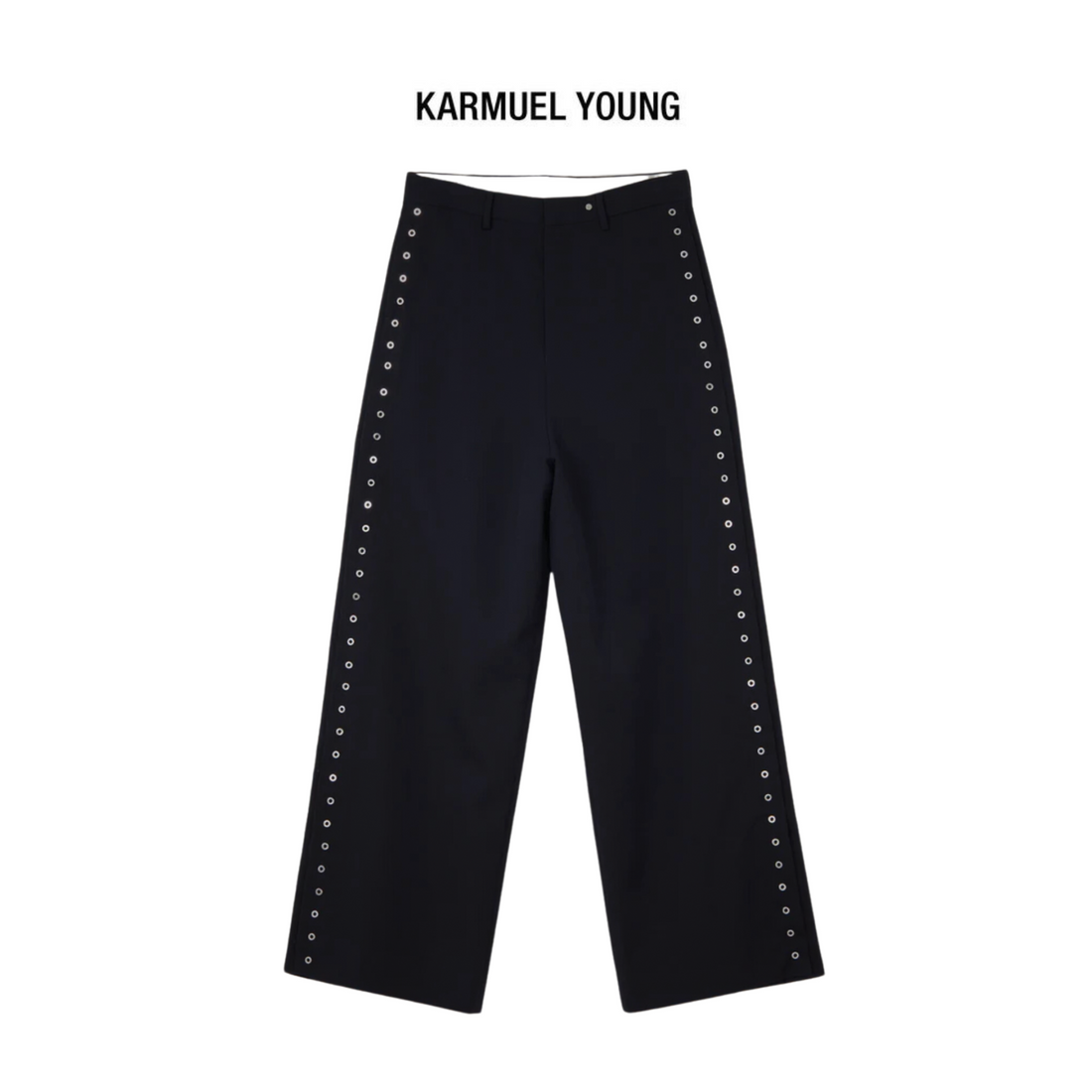 Karmuel Young Navy Wide Leg Side Snap Pants