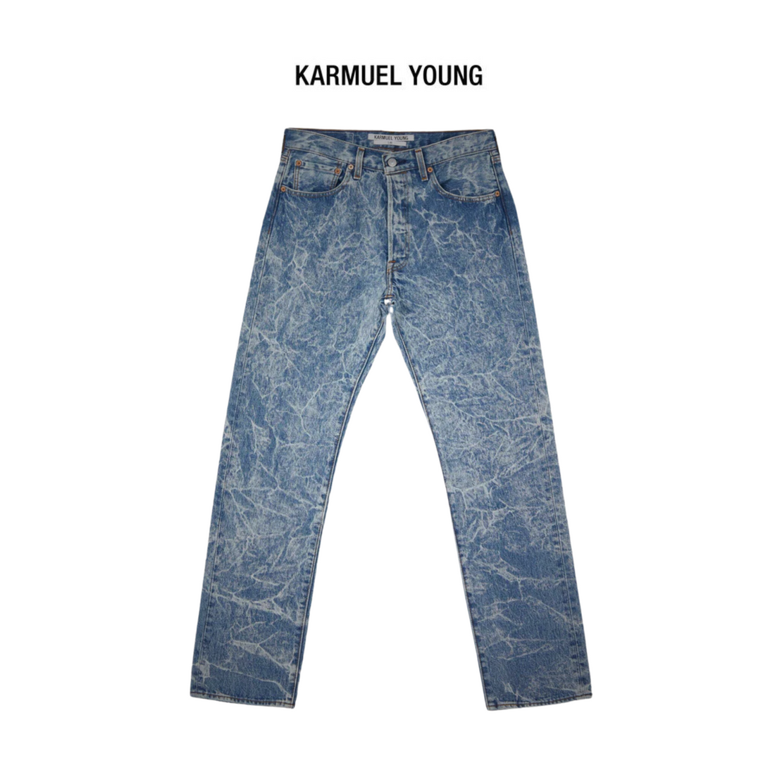 Karmuel Young Blue RE-edited Creased Washed Jeans