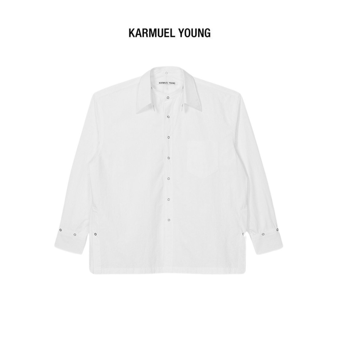 Karmuel Young White Square Snap Off Shirt