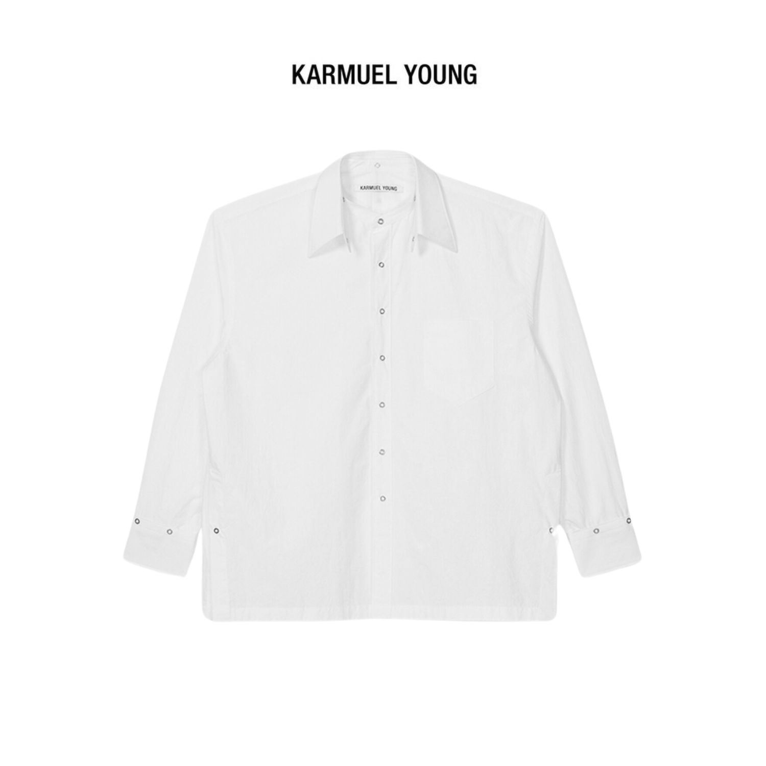 Karmuel Young White Square Snap Off Shirt