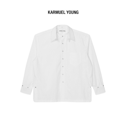 Karmuel Young White Square Snap Off Shirt