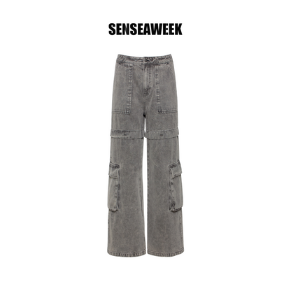 Senseaweek Multi-Pocket Gray Cargo Pants