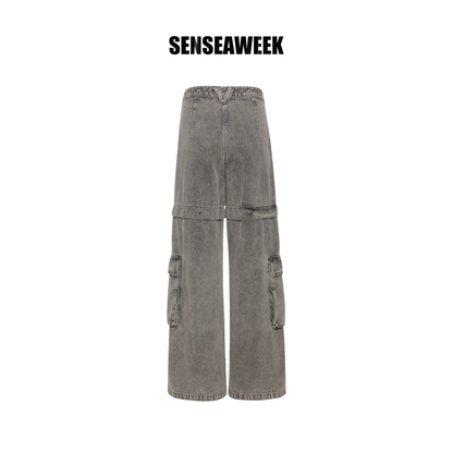 Senseaweek Multi-Pocket Gray Cargo Pants