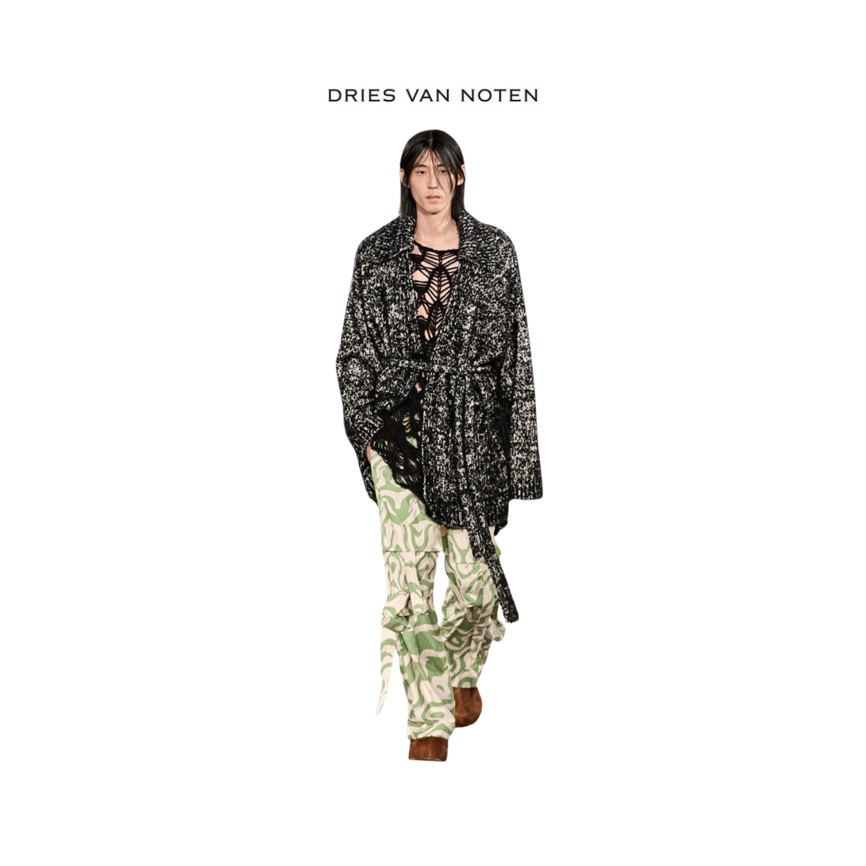 Dries Van Noten 23FW Patterned Light Green Cargo Pants