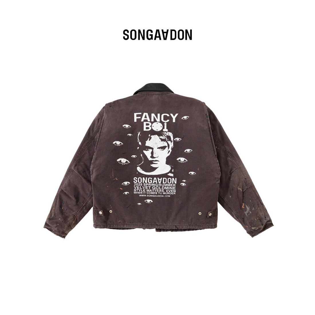 Songaadon 25SS Canvas Leather Collar Jacket - Brown