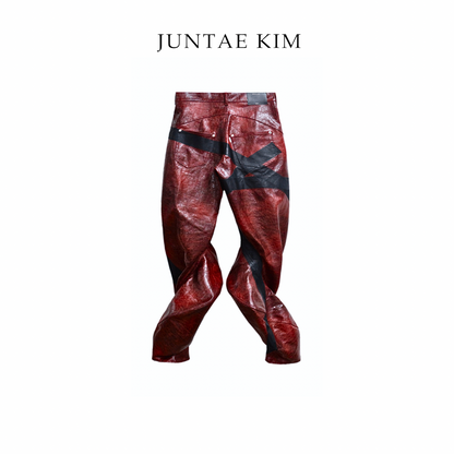 Juntae Kim AW24 TWISTED TAPE TROUSERS - Red