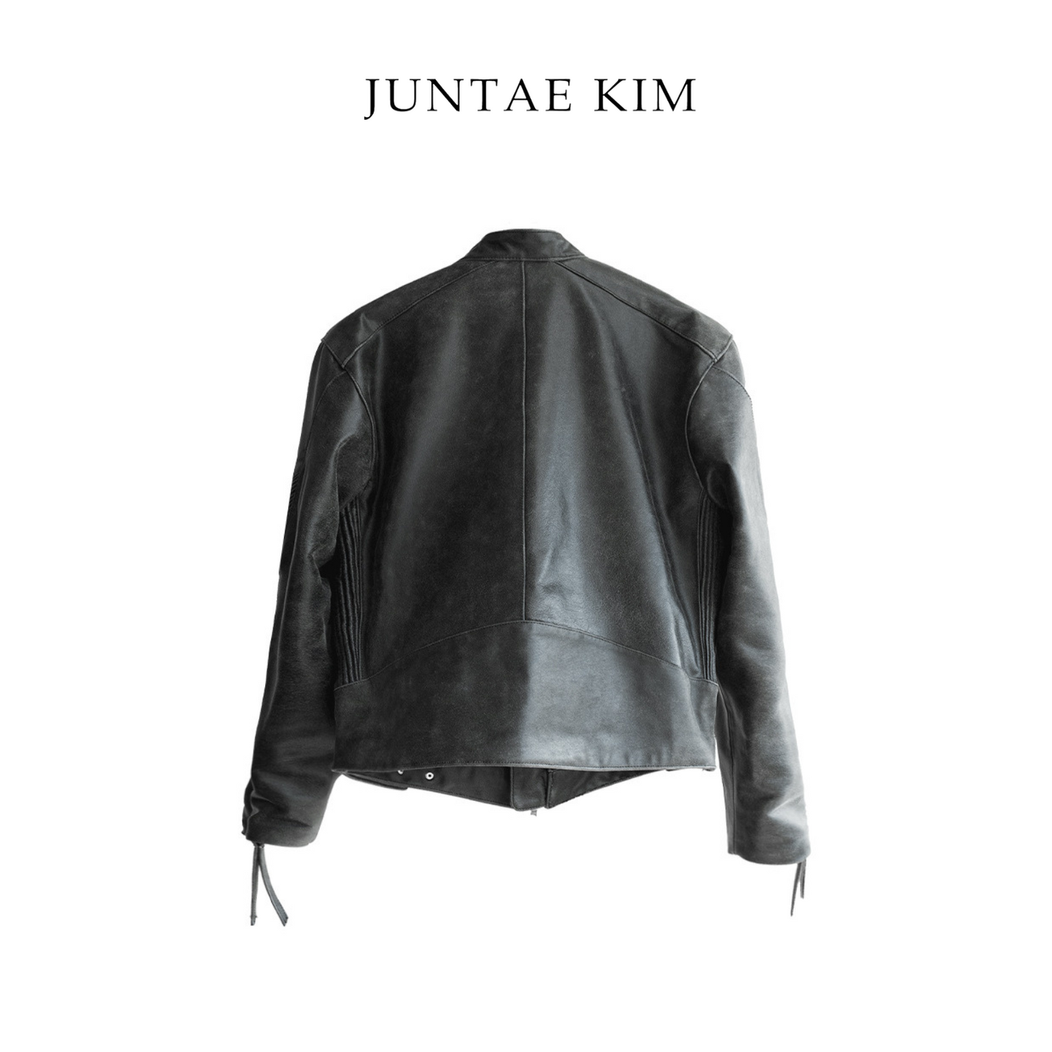 Juntae Kim AW24 EMBOSSED LEATHER BIKER JACKET - BLACK