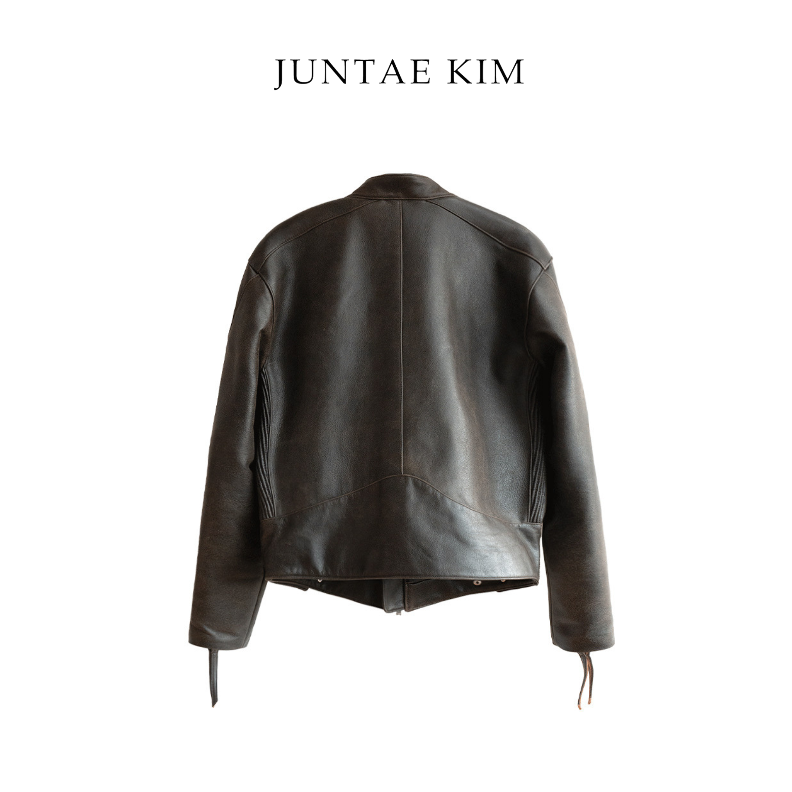 Juntae Kim AW24 EMBOSSED LEATHER BIKER JACKET - BROWN