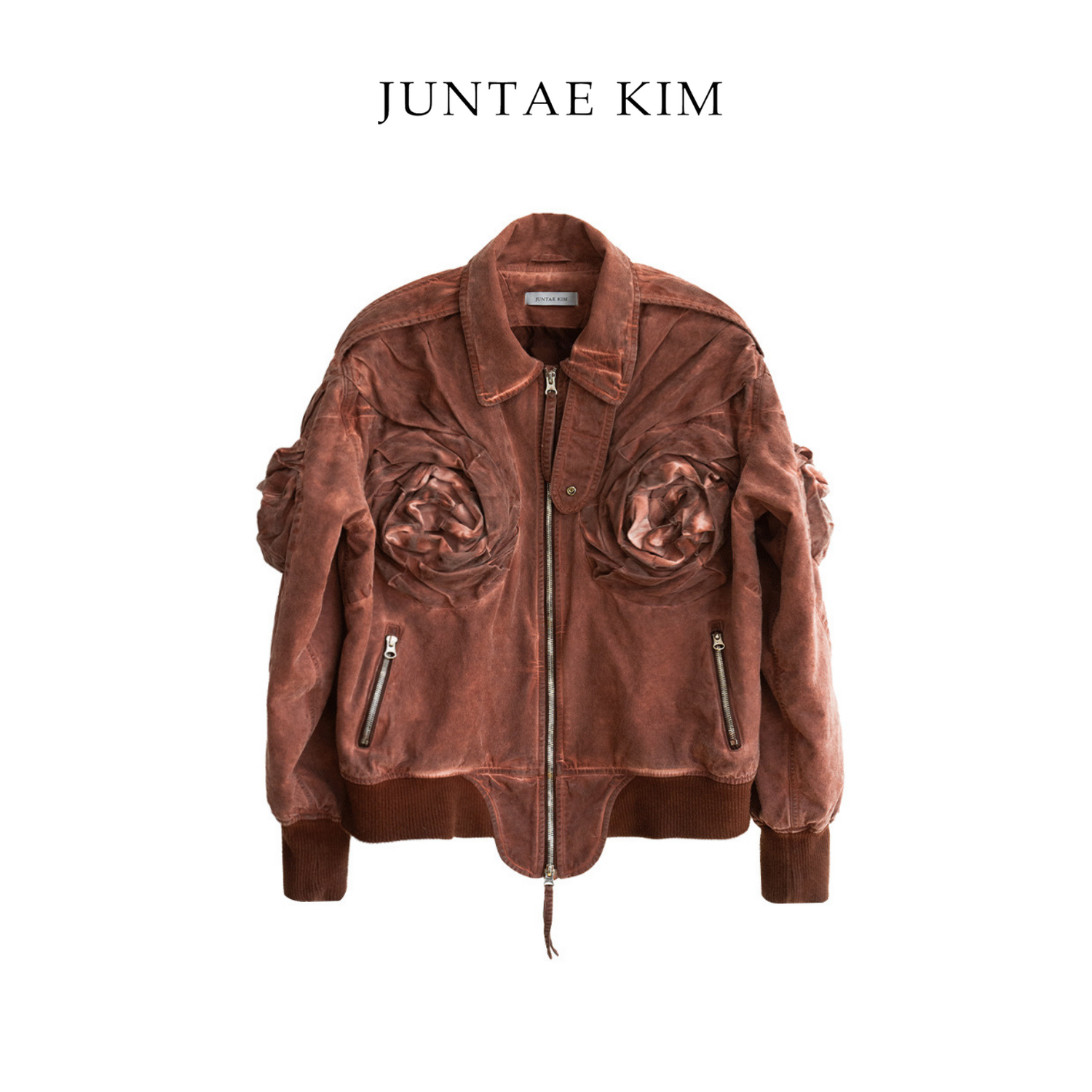 Juntae Kim AW24 PADDED FLOWER JACKET - ORANGE RED