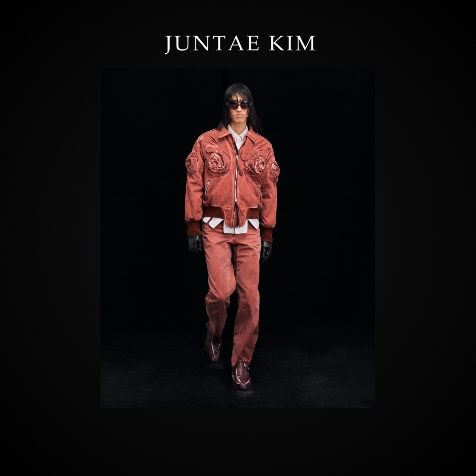 Juntae Kim AW24 PADDED FLOWER JACKET - ORANGE RED