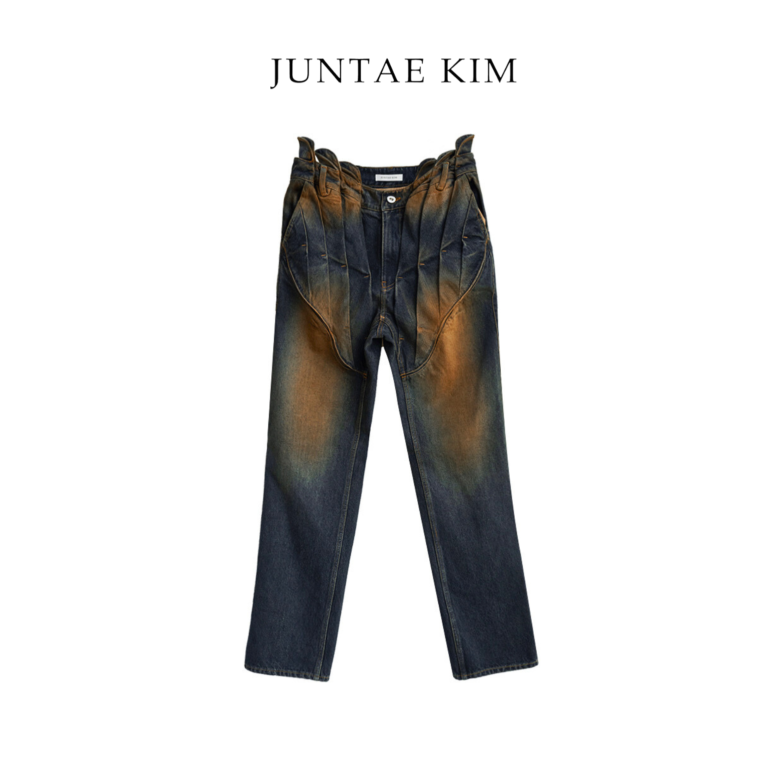 Juntae Kim AW24 GATHERED CORSET JEANS Blue-Brown