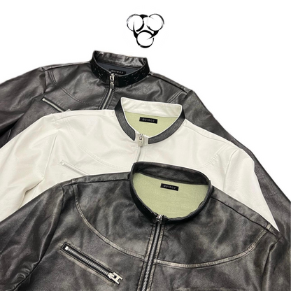 Quiroz Leather Suit｜Jacket and Pants - White/Black/Brush