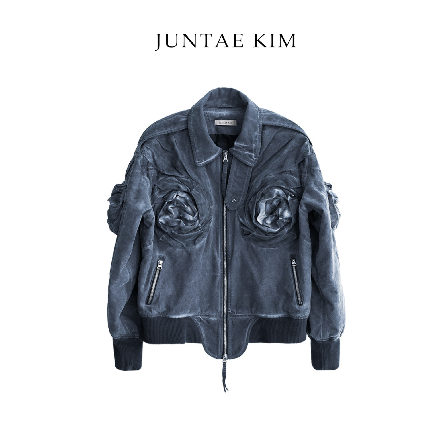 Juntae Kim AW24 PADDED FLOWER JACKET - NAVY