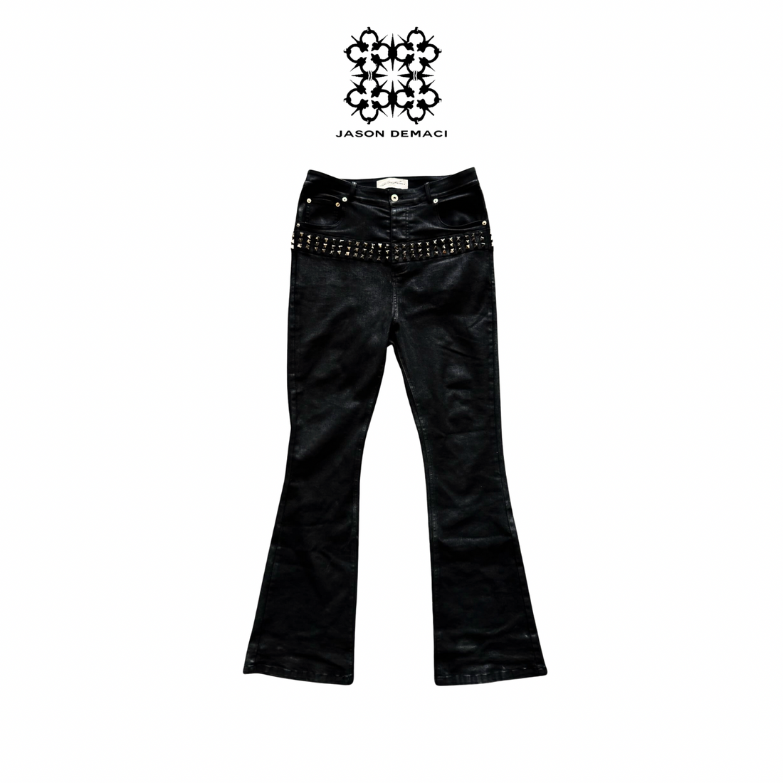 JASON DEMACI® FW24’ WAX “STUDDED” DENIM PANTS