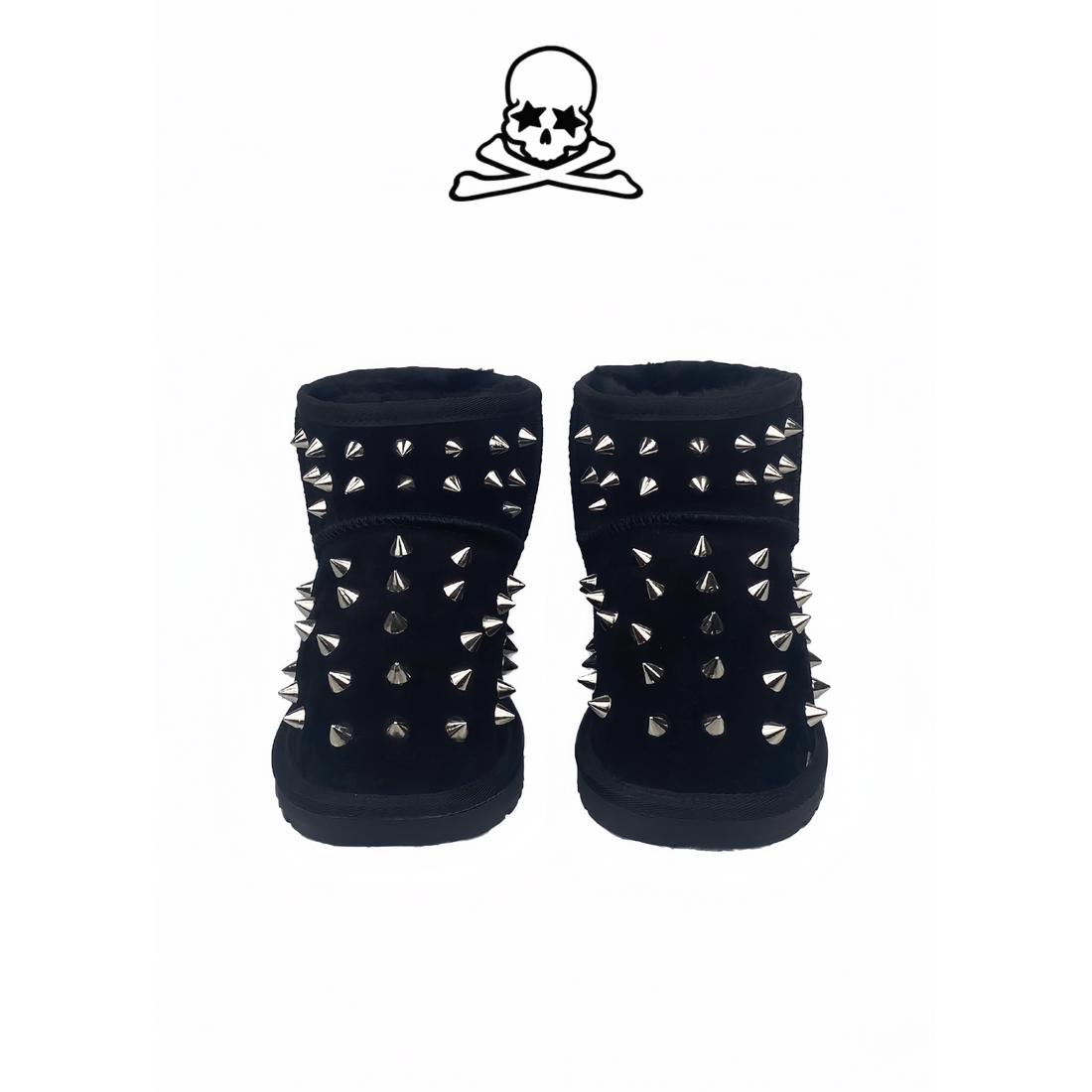 Prngrphy – Studded Suede Mini Boot - Black