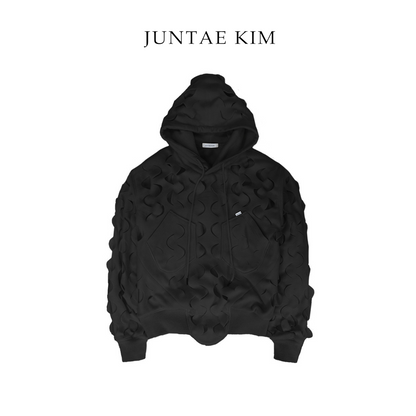 Juntae Kim AW24 LASER-SLASHED FLEECE HOODIE