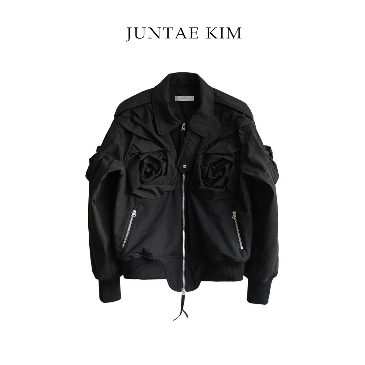 Juntae Kim AW24 PADDED FLOWER JACKET - BLACK