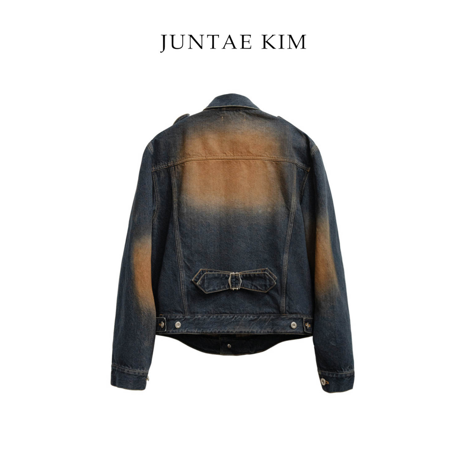 Juntae Kim AW24 Gathered Denim Jacket-Blue Brown