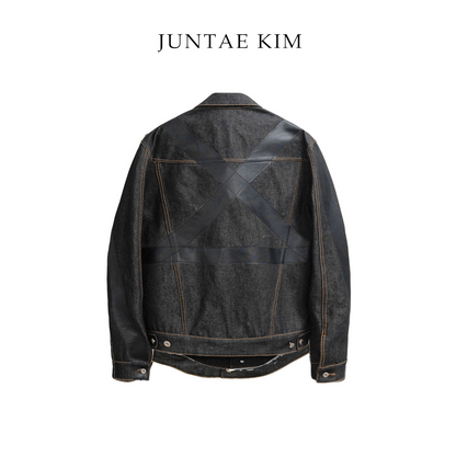 Juntae Kim AW24 Layered Tape Denim Jacket - BLACK