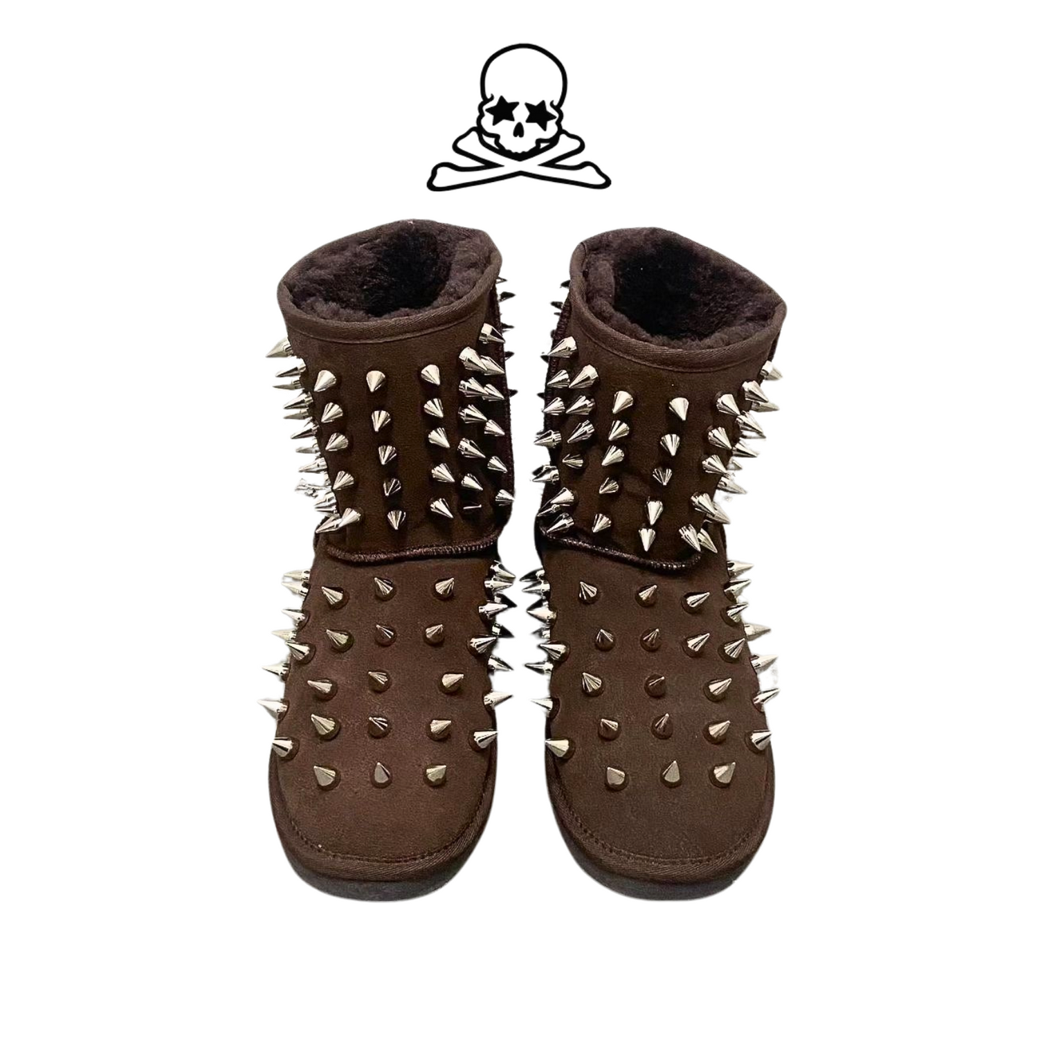 【Pre-order】Prngrphy - Studded Suede Boot-Chocolate Brown