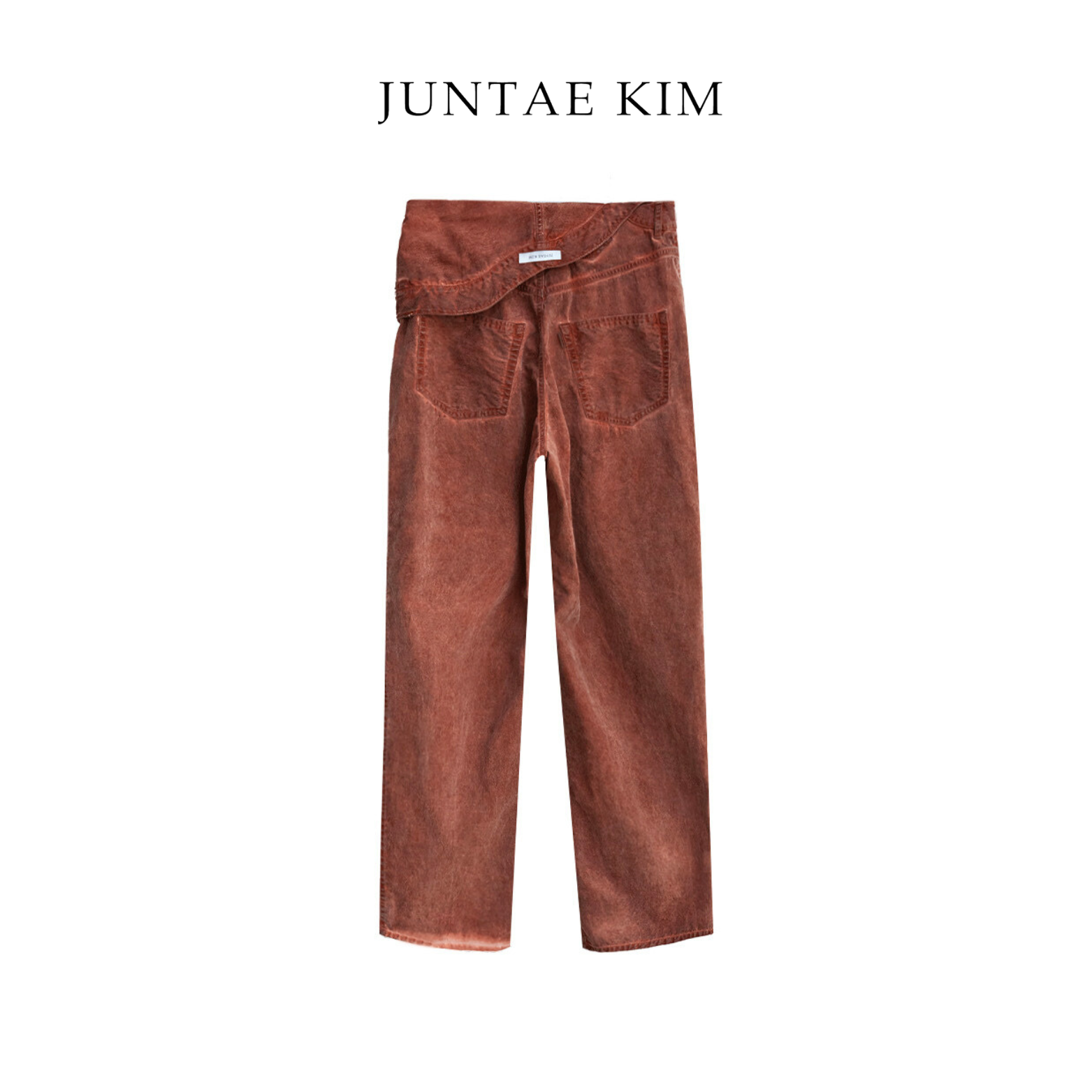 Juntae Kim AW24 ASYMMETRIC FLOWER TROUSERS - Orange Red