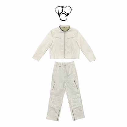 Quiroz Leather Suit｜Jacket and Pants - White/Black/Brush