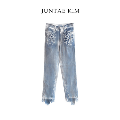 Juntae Kim AW24 PETAL GLOVES TROUSERS - PAINTED BLUE