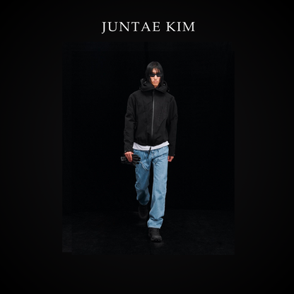 Juntae Kim AW24 GATHER-SLASHED WINDBREAKER - BLACK